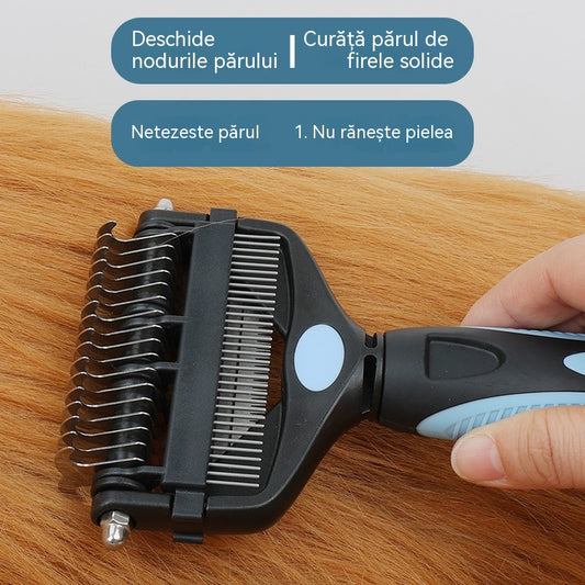 🐕🐈Pieptene multifuncțional 3-în-1 pentru descurcarea blănii animalelor de companie, pieptene pentru îndepărtarea părului de la câini și pisici