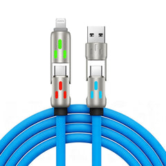 🔥 【2 bucăți la 129 de lei】 🔥 (2 metri lungime) Cablu 4 în 1 PD 240 W – USB-C, Lightning și încărcare rapidă USB-A, aluminiu și silicon, sincronizare date ⚡📱