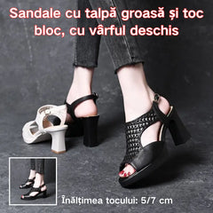 【35-40】👡Sandale de vară noi 2026, cu toc plat, cu vârful deschis, cu talpă groasă și toc plat, cu gura de pește (înălțimea tocului 5/7 cm)