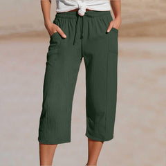 🌸Pantaloni scurți plisați, uni, din bumbac și in, pentru femei