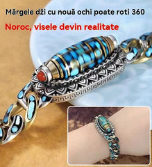 ✨️💝 【Cumpărați 1, primiți 1 gratuit】Brățară din argint 925, retro, cu șase cifre, turcoaz, cu mărgele de transfer Mantra