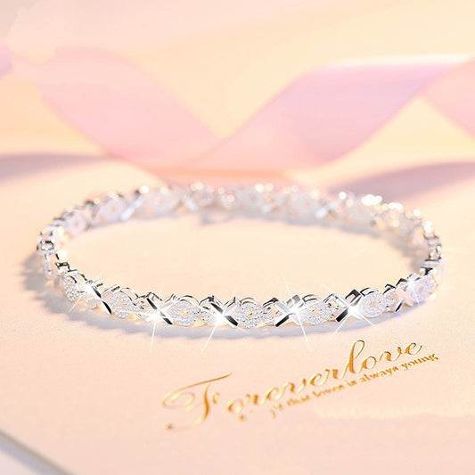 😀💖🍀Brățară de mână pentru femei, din argint sterling 925, cu trifoi cu patru foi, Love New Fashion