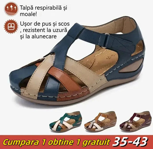 【35-43】Sandale cu platformă din piele moale gol pentru damă