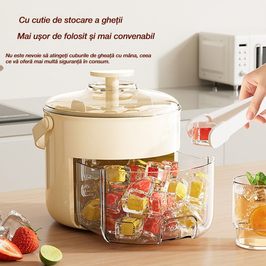 💞Vânzările au depășit 160.000! 💥🥤🧊 Reducere de 50%! Aparat de gheață cu funcție de depozitare a gheții: poate face 40 de cuburi de gheață odată, capacul nu este sigilat.