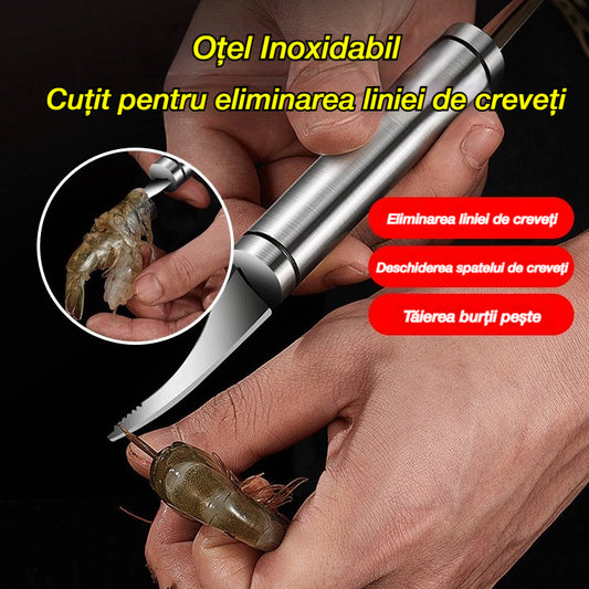 【Cumpărați 1 obțineți 1 gratuit】Mașină de curățat creveți din oțel inoxidabil cu două capete, racletă multifuncțională pentru solzi de pește de bucătărie
