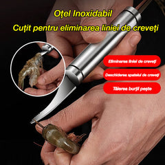 【Cumpărați 1 obțineți 1 gratuit】Mașină de curățat creveți din oțel inoxidabil cu două capete, racletă multifuncțională pentru solzi de pește de bucătărie