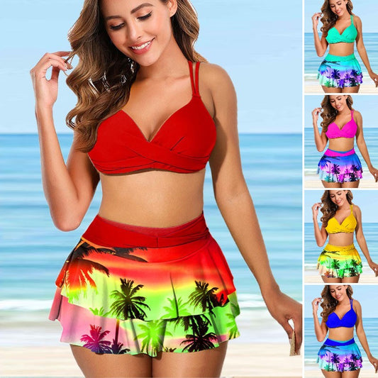 🔥👙【S-3XL】2026 stil nou, set de costume de baie sexy pentru bikini cu volane desfăcute imprimate