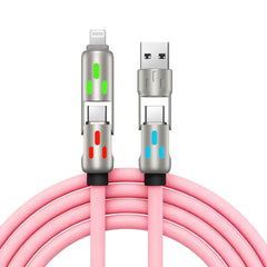 🔥 【2 bucăți la 129 de lei】 🔥 (2 metri lungime) Cablu 4 în 1 PD 240 W – USB-C, Lightning și încărcare rapidă USB-A, aluminiu și silicon, sincronizare date ⚡📱