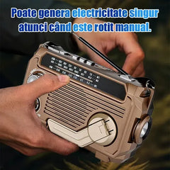 💥Generarea manuală de energie este posibilă în caz de urgență🏕️Radio portabil multifuncțional, radio AM, card Bluetooth stabil, audio multibandă