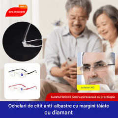 🧐【Ofertă limitată】👓️【Cumpărați 1 obțineți 1 gratuit】Ochelari de citit cu margini tăiate cu diamant care blochează lumina albastră