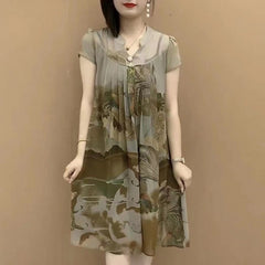 【🏆Produse de mare succes】💎👗Rochie nouă, la modă, până la genunchi, pentru femei, lejeră și zveltă