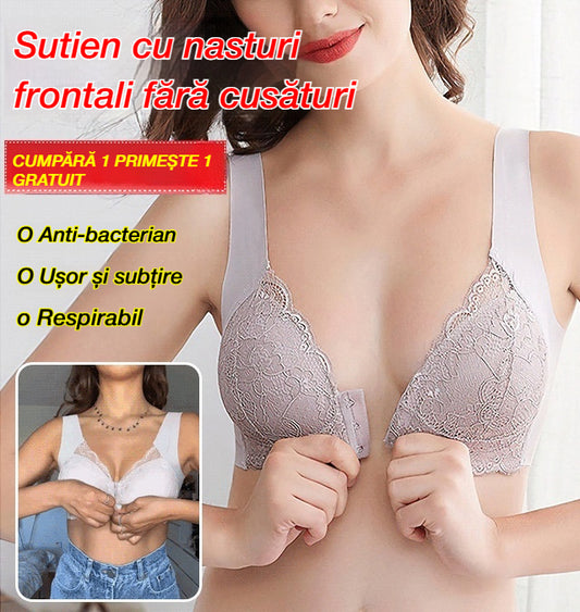 【2 bucată】Sutien din dantelă de mărime mare, fără cataramă frontală cu sârmă