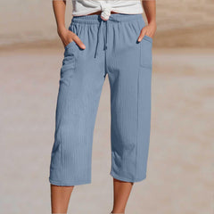 🌸Pantaloni scurți plisați, uni, din bumbac și in, pentru femei
