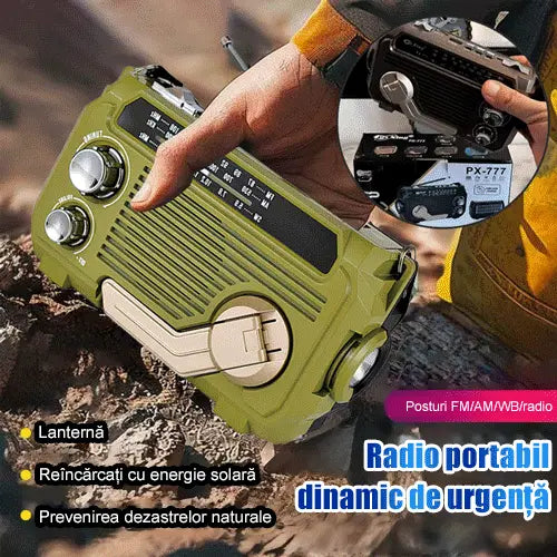 💥Generarea manuală de energie este posibilă în caz de urgență🏕️Radio portabil multifuncțional, radio AM, card Bluetooth stabil, audio multibandă