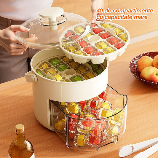 💞Vânzările au depășit 160.000! 💥🥤🧊 Reducere de 50%! Aparat de gheață cu funcție de depozitare a gheții: poate face 40 de cuburi de gheață odată, capacul nu este sigilat.