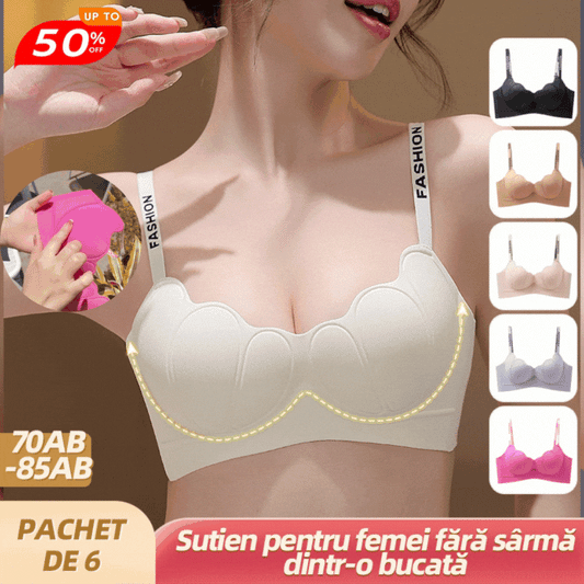 😍【Pachet de 3】Sutien fără sârmă pentru femei, cu cupe care adună sânii, în formă de petale❤️【40-85KG】