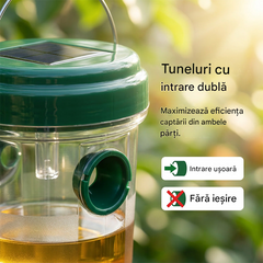 🐝☀️ Capcană solară pentru viespi, potrivită pentru terase și grădini 🔋🌿 - Eficientă, reîncărcabilă, rezistentă la intemperii - Fără substanțe chimice, acoperă o suprafață de până la 500 de metri pătrați - Economisiți acum!