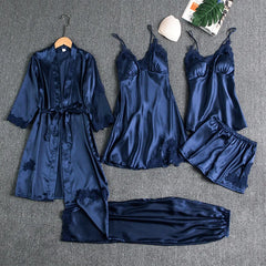 💎👗【Set de 5 piese】🔥【Set de pijamale】Set de pijamale confortabile din dantelă, format din 5 piese❤️