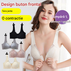 【2 bucată】Sutien din dantelă de mărime mare, fără cataramă frontală cu sârmă
