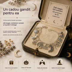 Brățară vintage cu talismane și o notă mistică pentru femei – Bijuterii celeste, gotice și boho 🔮✨