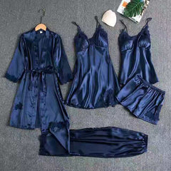 💎👗【Set de 5 piese】🔥【Set de pijamale】Set de pijamale confortabile din dantelă, format din 5 piese❤️
