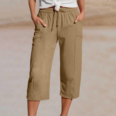 🌸Pantaloni scurți plisați, uni, din bumbac și in, pentru femei